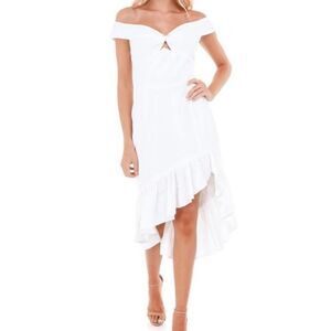 WAYF Genoa Off-The-Shoulder White Mini Dress - Size M